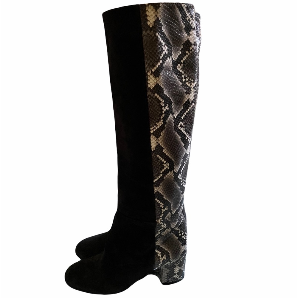 Suede and snake skin tall Italian boots
